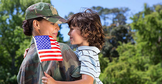 Female veteran with her kid