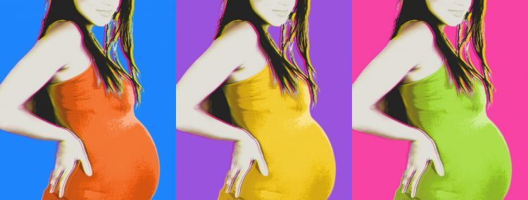 Pregnant Woman painted in the style of Andy Warhol